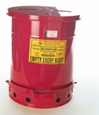 Fire Safe Oily Rag Waste Cans 10 Gallon Size Red Metal Step on Opening
