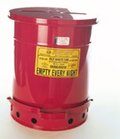 Fire Safe Oily Rag Waste Cans 10 Gallon Size Red Metal Step on Opening