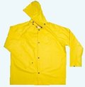 Rain Coat Neoprene and Nylon Yellow .35mm stitched and taped seams with detachable hood 2 Ex Large