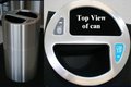 Open top trash can aluminum and recycle waste can 32 gallon capacity has 2 each 16 gallon plastic liners