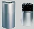 Open top trash can 35 gallon aluminum satin finish