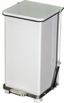 Step on trash can 12 gallon white metal with quiet closing lid