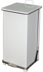Step on trash can white 24 gallon metal with quiet closing lid with poly bag retainer bands