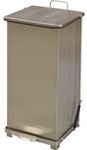 Step on trash can stainless steel 24 gallon size with quite closing lid and poly bag retainer bands