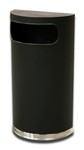 Half Round Trash Can Black Steel  Side Entry 9 Gallon Capacity WCHRBLK9