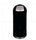 Round Top Metal Trash Can Black with self closing push door 15 gallon capacity