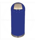 Round Top Metal Trash Can Blue with self closing push door 15 gallon capacity