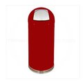 Round Top Metal Trash Can Red with self closing push door 15 gallon capacity