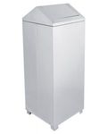 The Swing Top Lid Stainless Steel waste can holds 24 gallon and is 14.125 inches Square  X  36.25 inches high.