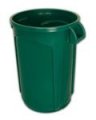 Trash Can  Green 32 gallon open top heavy duty round waste can. Super heavy duty.