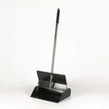 Metal lobby dust pan self opening and closing lobby dust pan 30 inch handle covered top