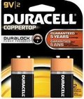 Duracell Copper Top 9 Volt batteries All Purpose Alkaline batteries 2 pack