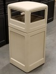 WASTE RECEPTACLE HOODED TOP SQUARE 28 GALLON BEIGE SIDE ENTRY PLASTIC