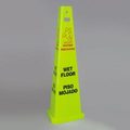 Caution wet floor sign three sided safety sign fluorescent yellow green plastic sign helps prevent slips and falls 40 in