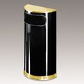 9 GAL HALF ROUND METAL CONTAINER   BLACK