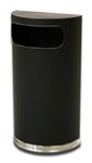 Half Round Trash Can Side Waste Entry 9 gallon Black