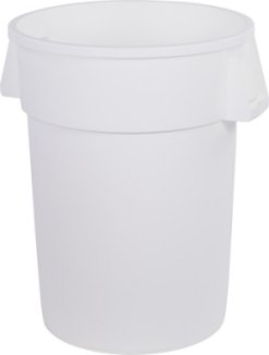 Bronco Round Color Coded Trash Can 32 Gallon Container  White 34103202