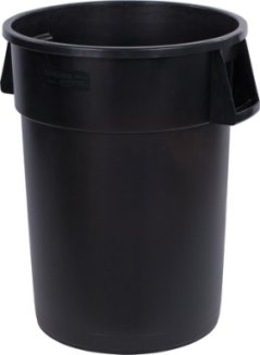 Bronco Round Color Coded Trash Can 32 Gallon Container  Black 34103203