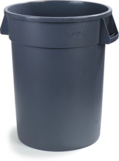 Bronco Round Color Coded Trash Can 32 Gallon Container  Grey 34103223