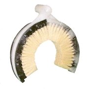 Truck exhaust stack cleaning brush tampico fiber set in a flexible circular plastic block has thread handle hole No. 600