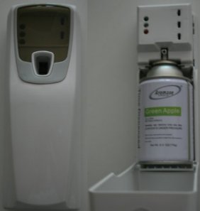 Metered aerosol dispenser slim line program spray intervals 7.5  15  or 30 minutes 10804