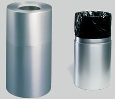 Open top trash can 35 gallon aluminum satin finish