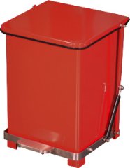 Step on trash can red 7 gallon size  Metal quiet closing lid with poly bag retainer band