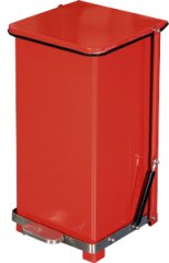 Step on trash can 12 gallon red metal with quiet closing lid