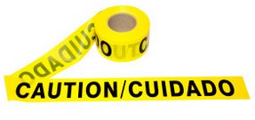 Yellow caution barricade tape english spanish 3 inches wide x 1000 feet roll 2 mil thick