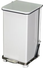 Step on trash can 12 gallon white metal with quiet closing lid with poly bag retainer bands