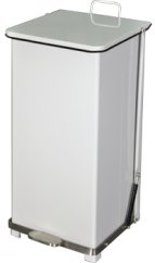 Step on trash can white 24 gallon metal with quiet closing lid with poly bag retainer bands