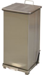 Step on trash can stainless steel 24 gallon size with quite closing lid and poly bag retainer bands
