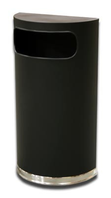 Half Round Trash Can Black Steel  Side Entry 9 Gallon Capacity WCHRBLK9