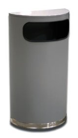 Half Round Trash Can Side Entry 9 Gallon Silver Metalic Steel  WCHRSM9