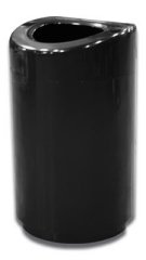 Open Top Round Metal Trash Can  Waste Entry Open Top 35 Gallon Capacity High Gloss Black