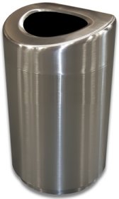 Open Top Round Metal Trash Can Stainless Steel  Waste Entry 35 Gallons
