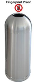 Open Top Trash Can Stainless Steel 15 gallon size with Chrome Base