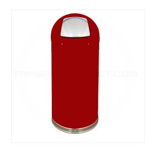 Round Top Metal Trash Can Red with self closing push door 15 gallon capacity