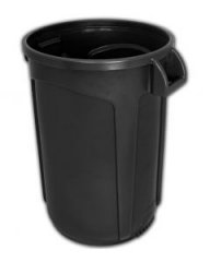 Trash Can  Black 32 gallon open top heavy duty round waste can. Super heavy duty.