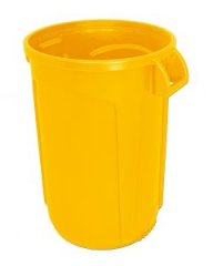 Trash Can  Yellow 32 gallon open top heavy duty round waste can. Super heavy duty.