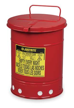 Fire Safe Oily Rag Waste Cans Red 21 Gallon Size Metal Hand Opening ZL321HO
