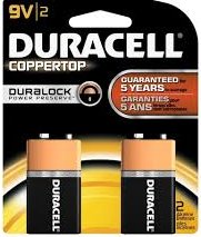 Duracell Copper Top 9 Volt batteries All Purpose Alkaline batteries 2 pack