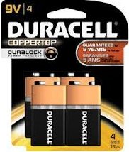 Duracell Copper Top 9 Volt batteries All Purpose Alkaline batteries 4 pack