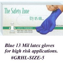 Disposable latex gloves blue powder free 13 mil large 50 per box