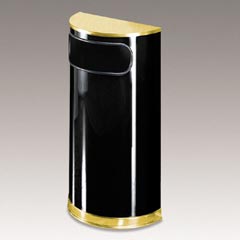 9 GAL HALF ROUND METAL CONTAINER   BLACK