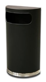 Half Round Trash Can Side Waste Entry 9 gallon Black