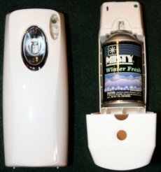 Metered Air Freshener Cabinet  Fits 7.5 oz. cans  White  Most metered cans fit in cabinet