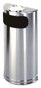 Stainless Steel Side Opening Half Round ASH AND TRASH Receptacle  9 Gallon